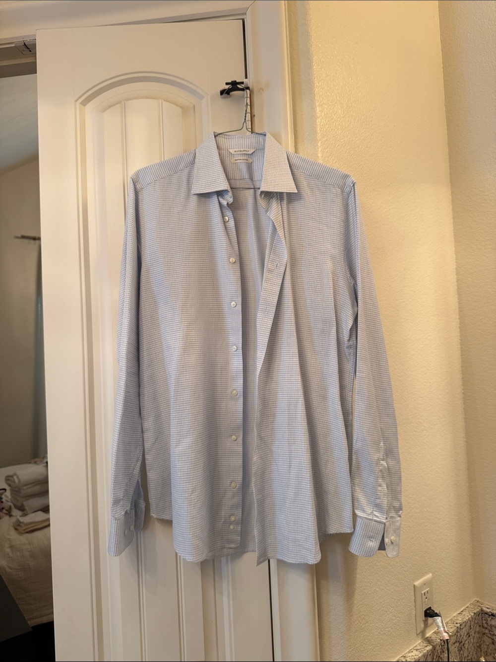 Suitsupply Mens Dress Shirt Blue Check Size 16.5 Slim